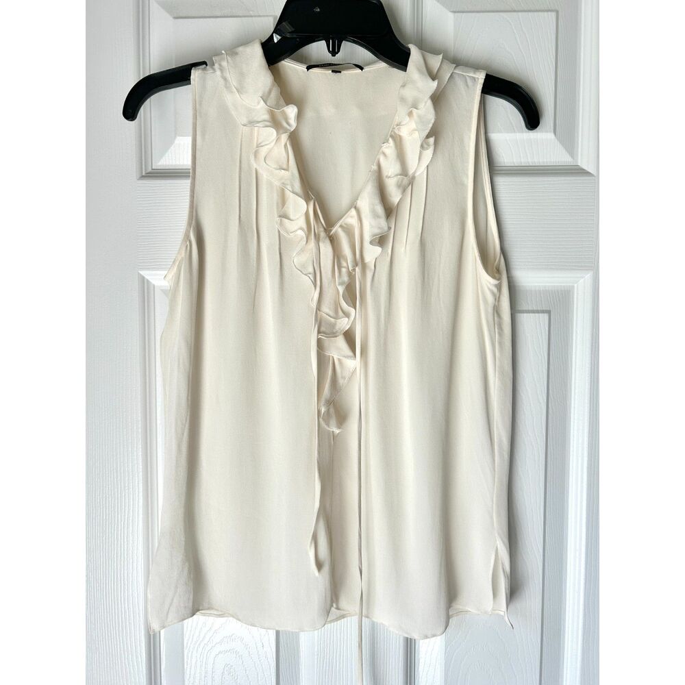 Kobi Halperin Ruffled Silk Blouse Cream sx XS feminine office